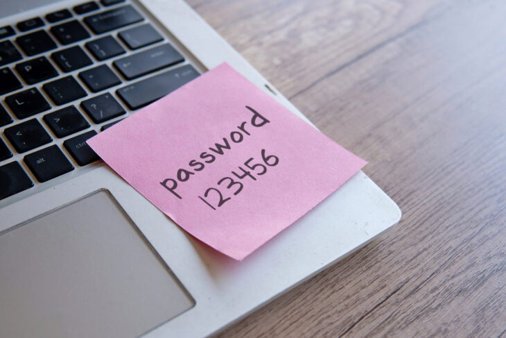 Password on a sticky note.