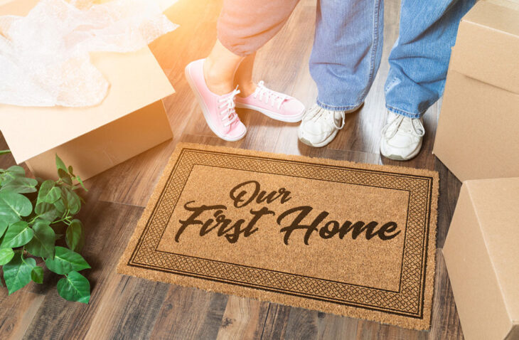 "Our First Home" mat