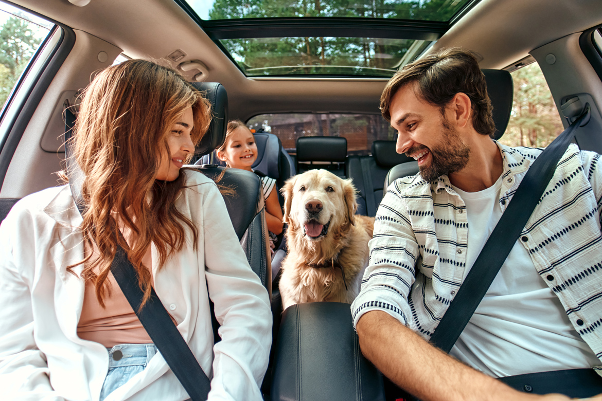 Family inside the car