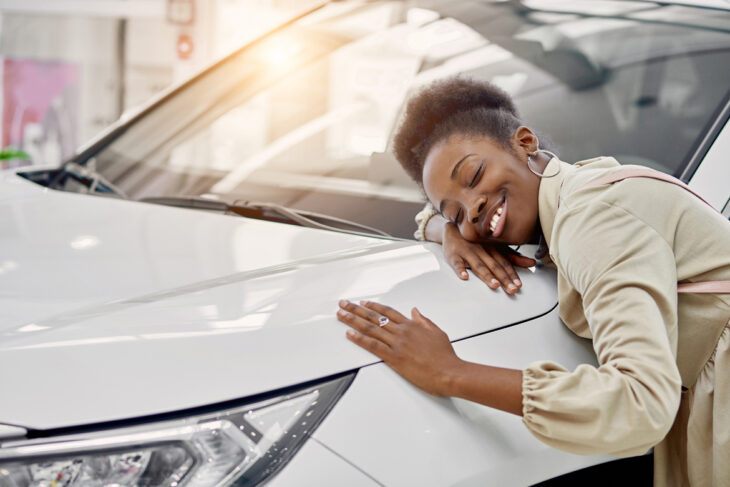Girl and her new car