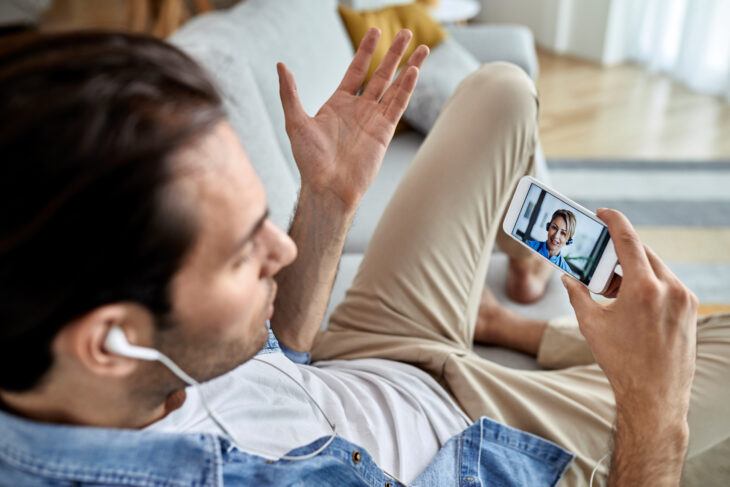 Man on video call