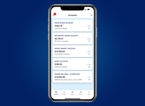 picture of a phone with patriots app launched with account details.